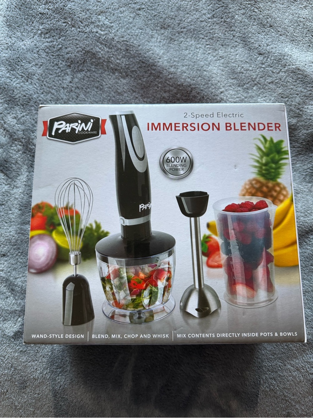 2 Speed Electric Immersion Blender - Black 600W Motor - NEW